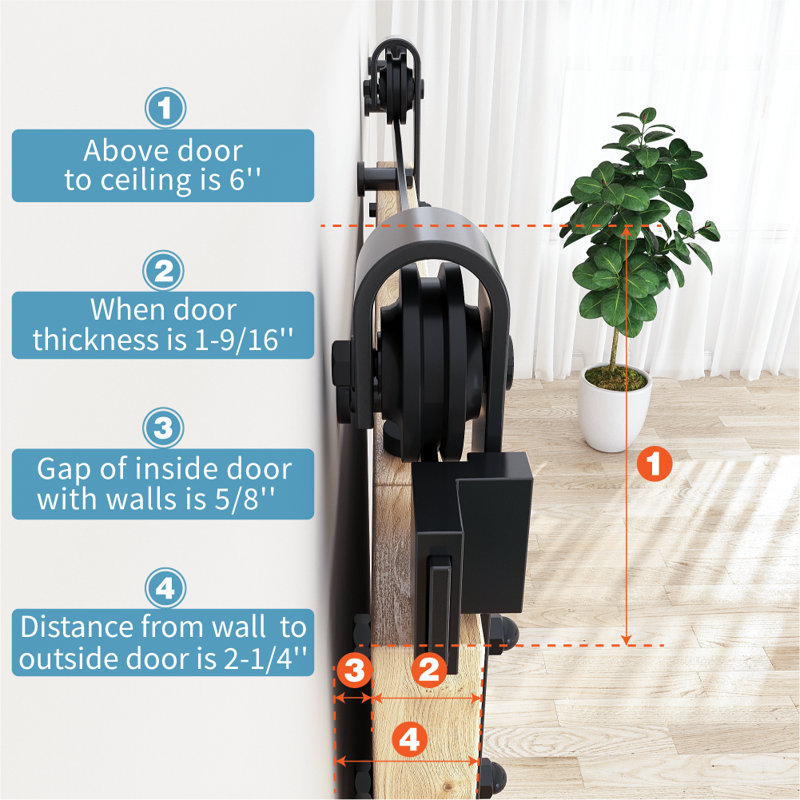 Matte Black Steel Sliding Single Barn Door Hardware Kit