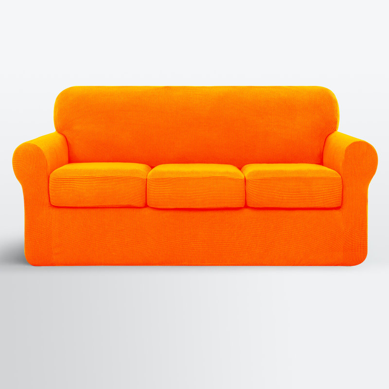 Box Cushion Sofa Slipcover, Orange