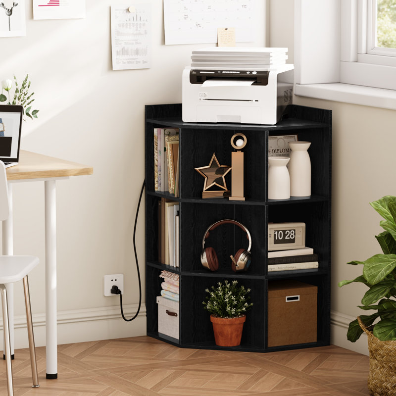 Style simple, tendance moderne, rangement hexagonal multi-couches en coin, avec fentes de chargement, tablettes, Noir