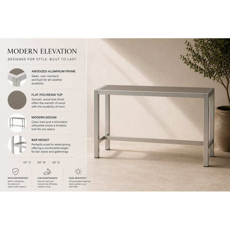 Betty Pub Table, Gray/Silver