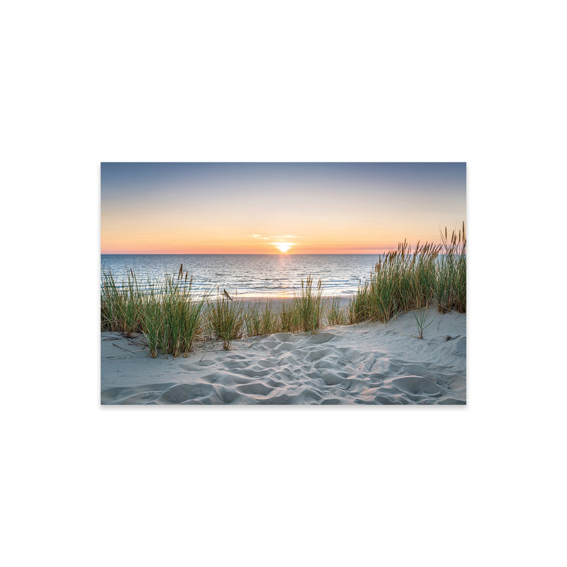 Magnifique coucher de soleil à la plage, impression sur verre acrylique, H 16 po x l 24 po x P 0,25 po