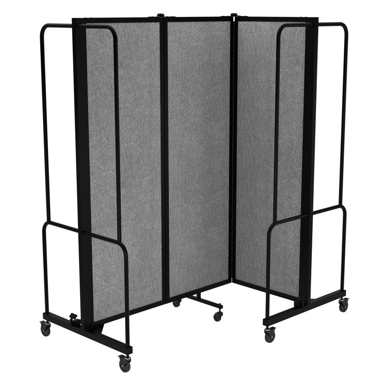 Paravent mobile de qualité supérieure Otis Sound Dampening, structure noire, 3, Gris