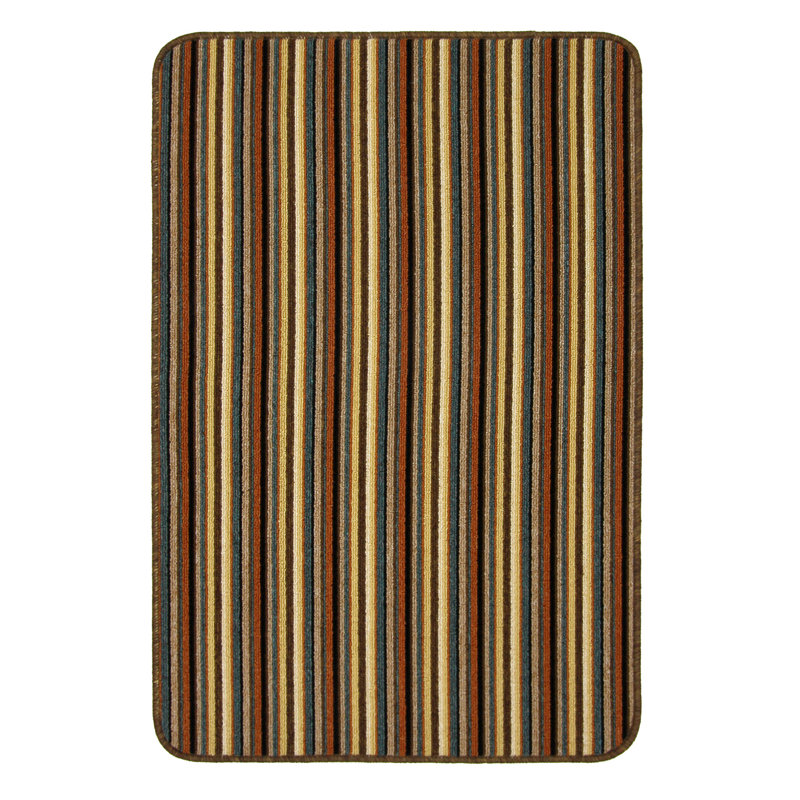 Navin Striped Kitchen Mat, Rectangle 50 x 80cm, Brown