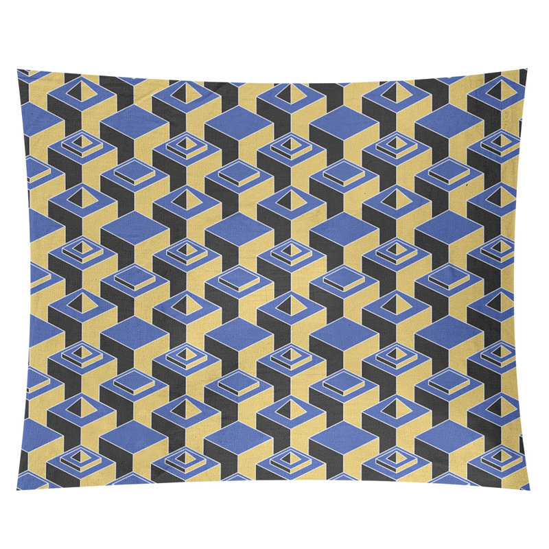 Tapisserie, Bleu/jaune, H 88 po x l 104 po