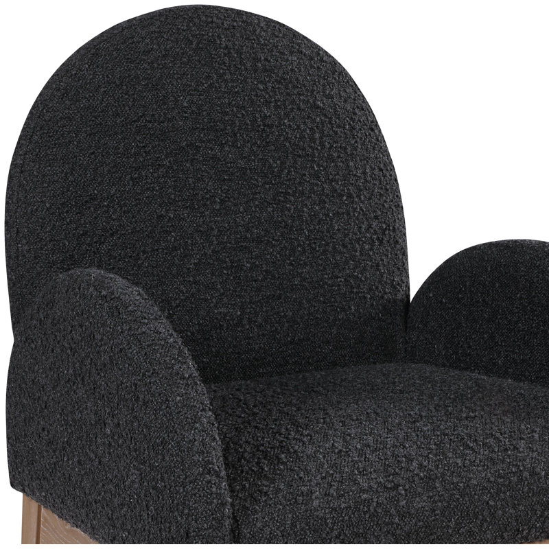 Waldorf Fabric Arm Chair Dining Chair, Black Boucle Fabric, Natural