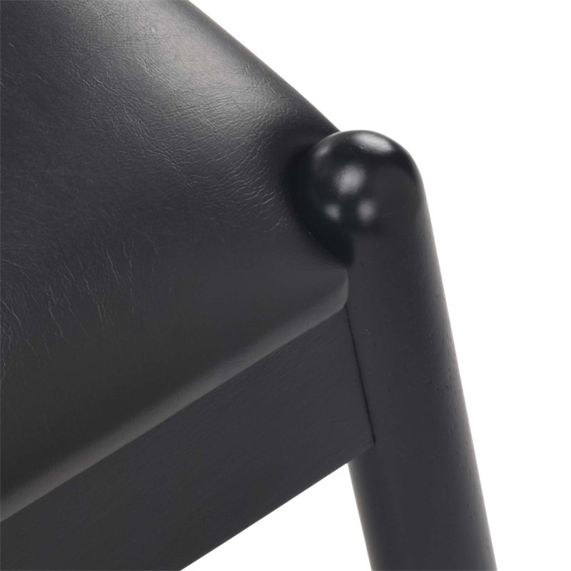 Ensemble de 2 chaises de salle à manger de style Mid-Century avec structure solide et siège tissé à la main, Noir