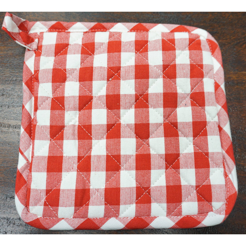 Home & Manor Gingham Cotton Potholder
