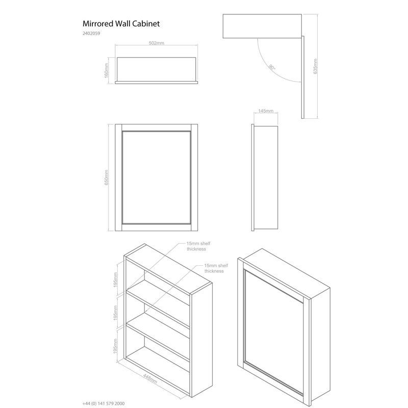 510mm W 660mm H Surface Framed Medicine Cabinet Mirror 3 Fixed