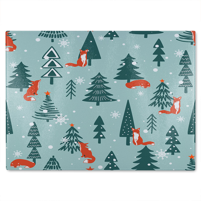 Fir-Trees Snow Dining Glass Chopping Board