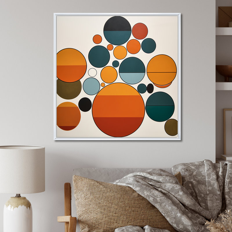 «Serendipity Retro Abstract Midcentury Geometrics - Modern Midcentury», reproduction sur toile, Cadre flottant blanc