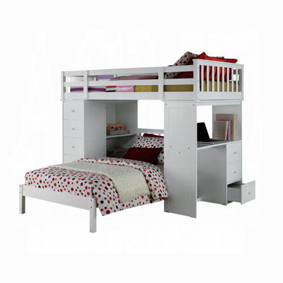 Lit mezzanine simple avec rangement Konley