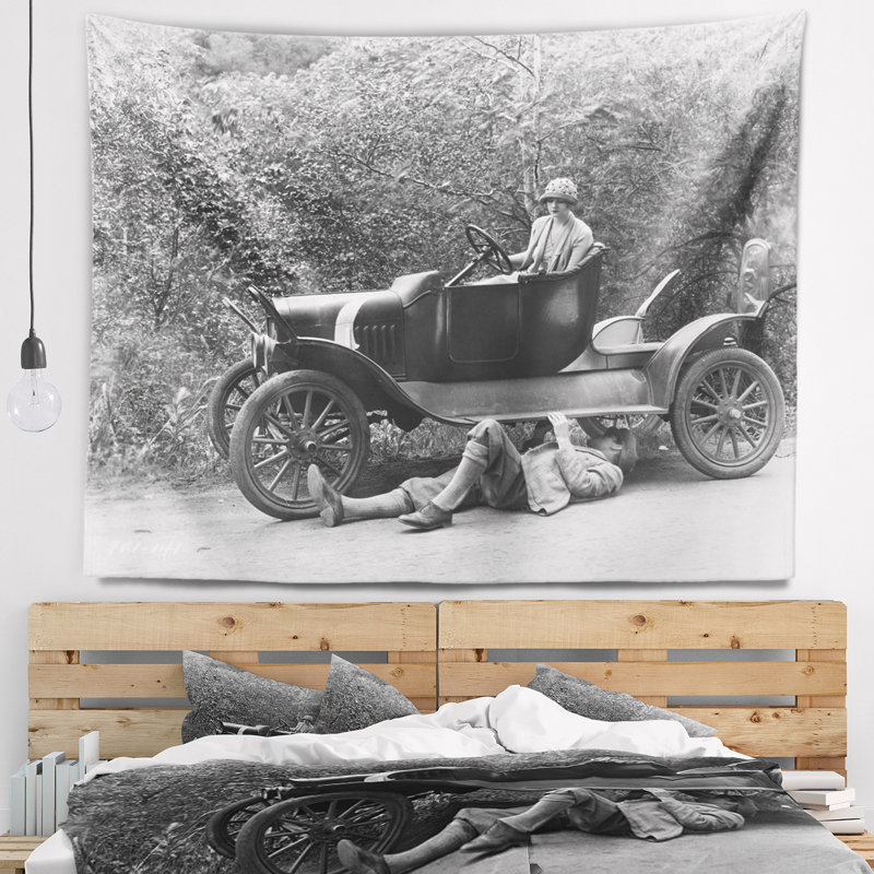 Photographie, tapisserie de réparation de voiture rétro, H 32 po x l 39 po