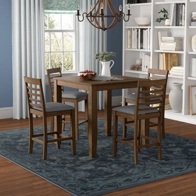 Ance 4-Person Solid Wood Square Counter Height Dining Set