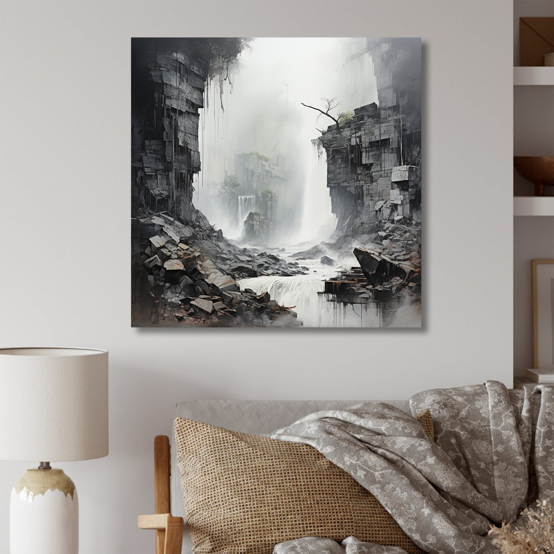 " Adventourous Waterfall Caves I " Print, Wrapped Canvas, 30" H x 30" W x 1" D