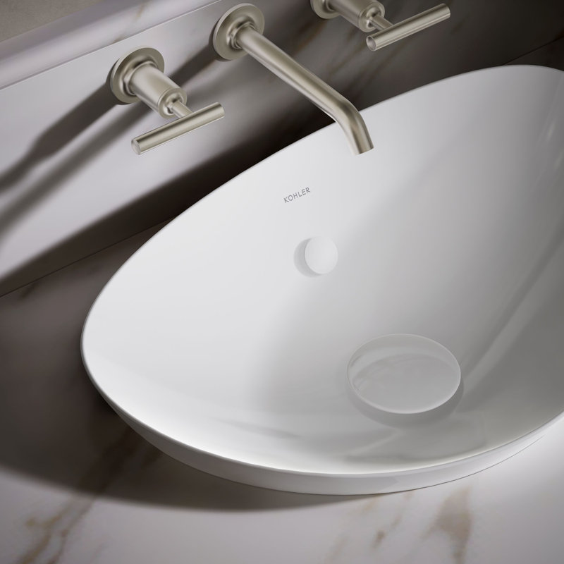 Veil® Ceramic Specialty Vessel Bathroom Sink with Overflow, White
