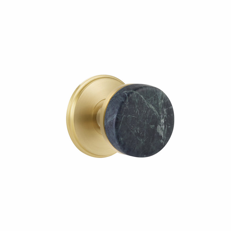 Select Round Knob with Round Rosette, Satin Brass, Privacy (Bed & Bath)