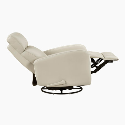 Fauteuil inclinable et oscillant pivotant en cuir fleur de qualité supérieure de 31,5 po avec pivot à 360 degrés Louis, mouvement doux et mousse enveloppée de Dacron