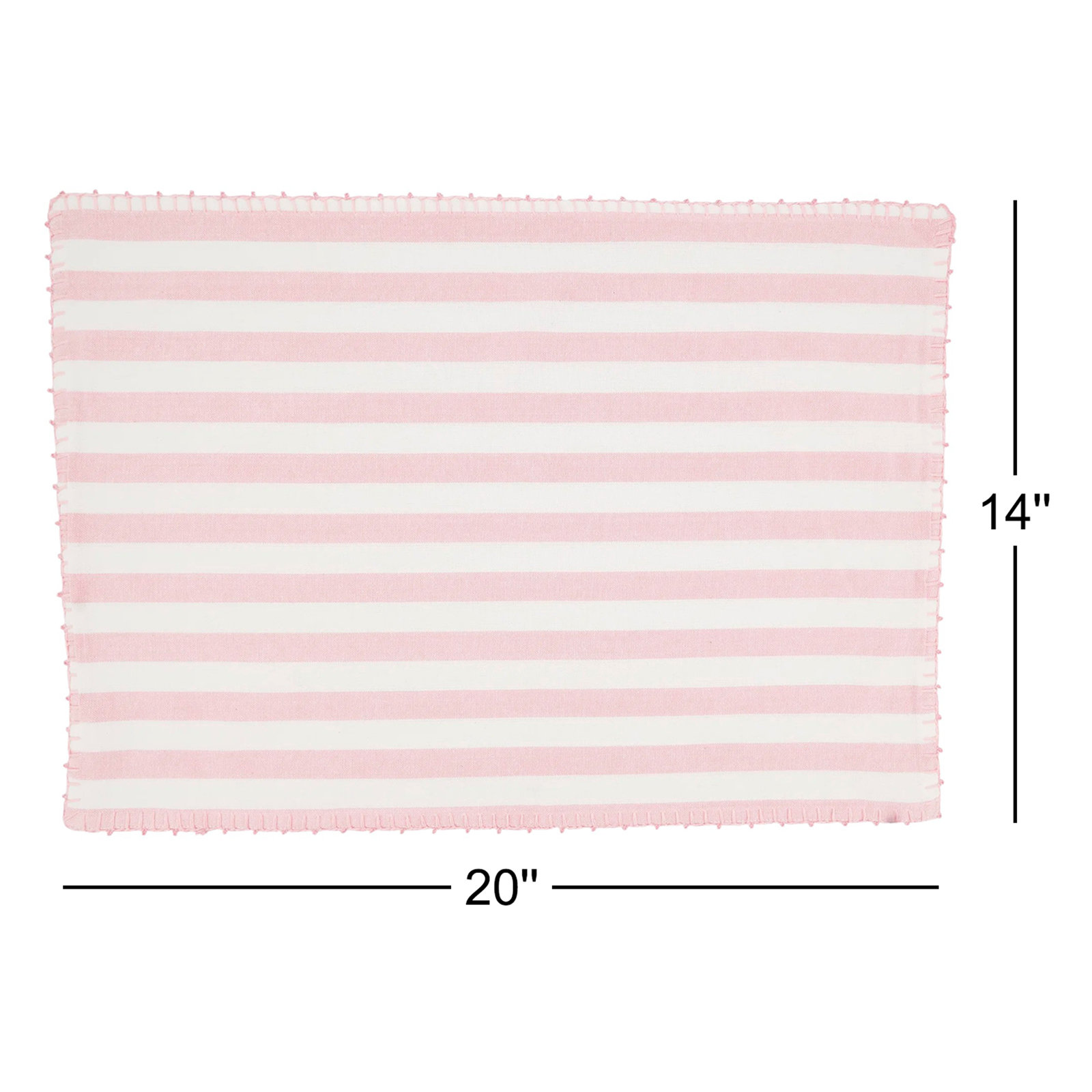 Oxford 100% Cotton Striped Rectangle Placemat, Pink