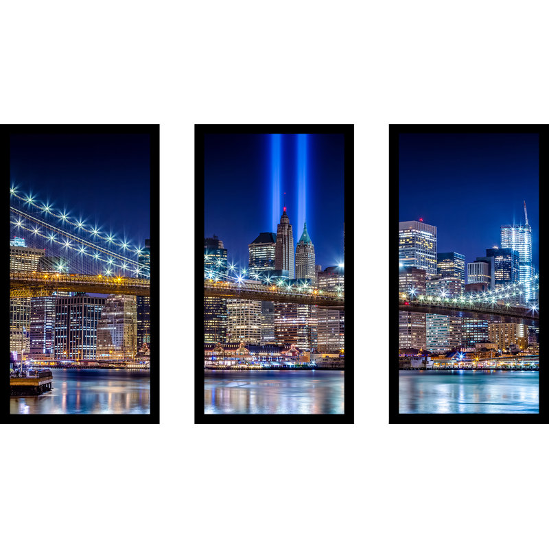 World Trade Center Lights over Manhattan - ensemble de 3 reproductions de photos sur acrylique