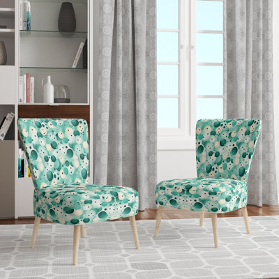 Coastal Tranquillity Polka Dots Pattern I - Upholstered Modern & Contemporary Accent Side Chair