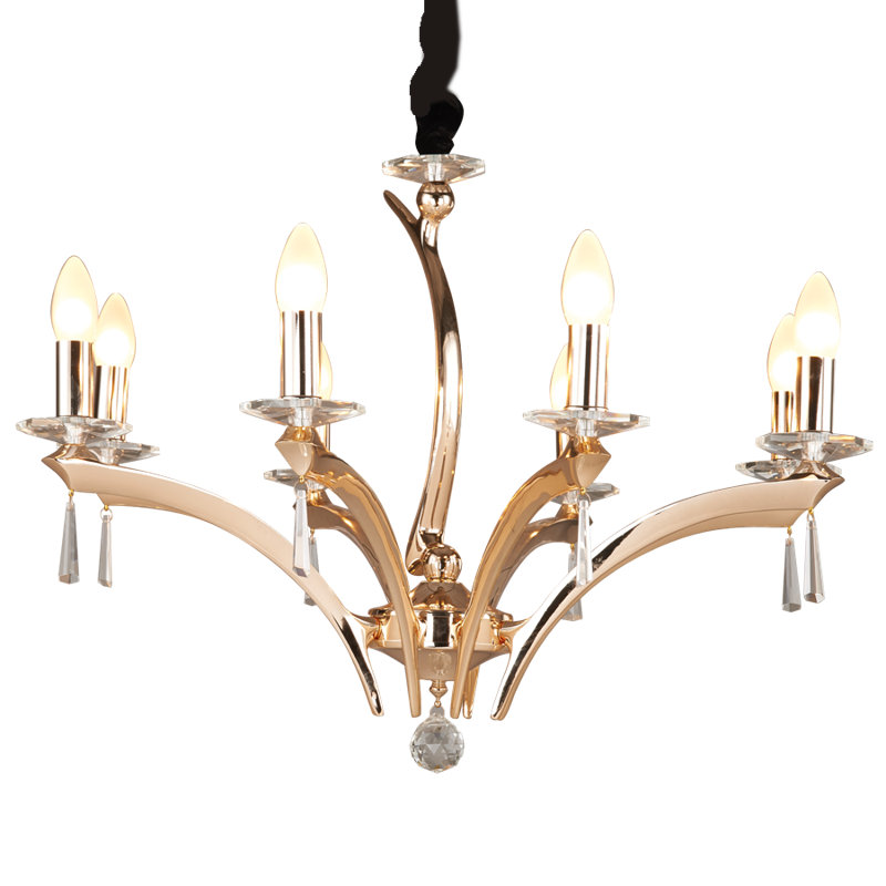 8 - Light Candle Chandelier, French Gold