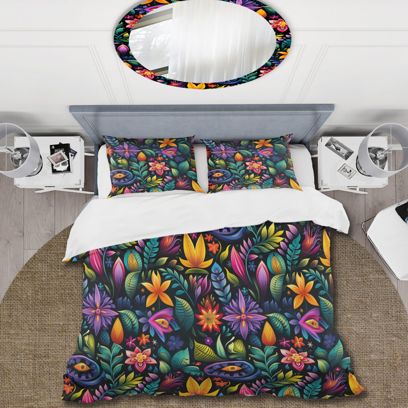 Literie Tropical Fiesta, Housse de couette pour très grand lit et 2 très