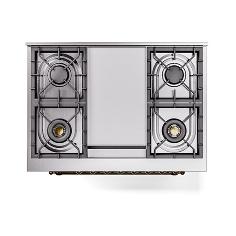 ILVE Nostalgie II Series Noblesse 36 inch Dual Fuel Range with 6 Sealed Burners (Glass Door), Burnished, Natural Gas