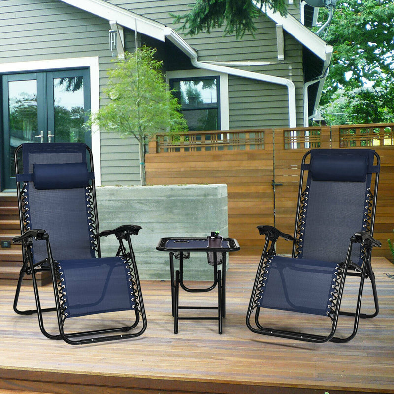 Clemente 33" Long Reclining Zero Gravity and Table, Navy