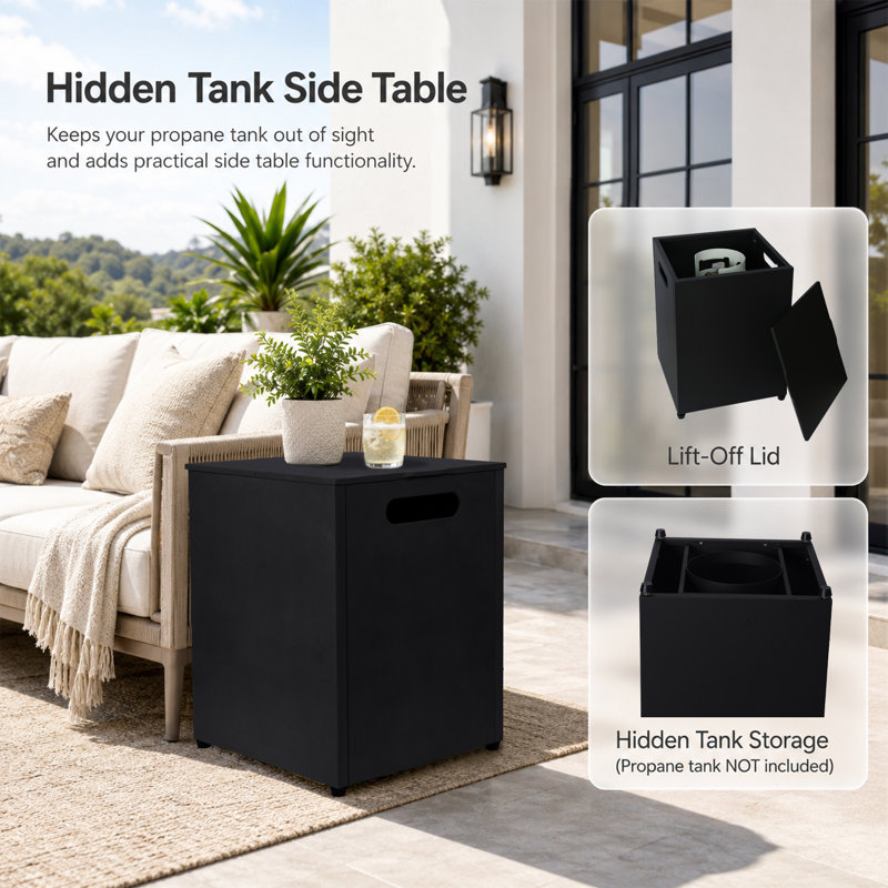 42 Inch 2 in 1 Slate Propane Fire Table 65,000 BTU Round Smokeless Fire Pit with Tank Cover, Black