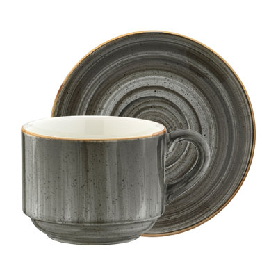 Turgla Home Gris Coffee Mug & Saucer In Gray