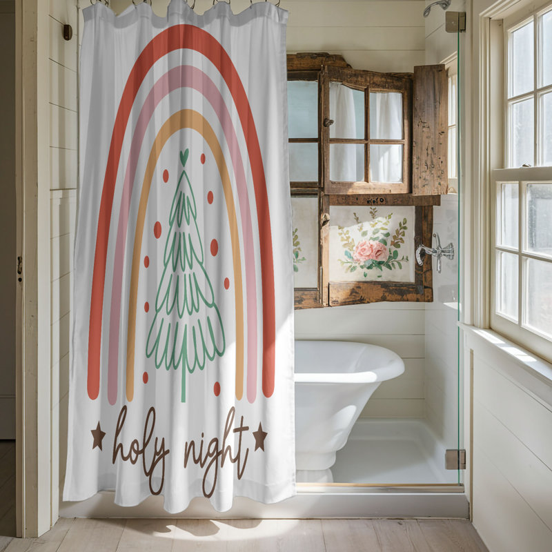 Rideau de douche 1 pièce Festive Glow, H 74 po x l 71 po