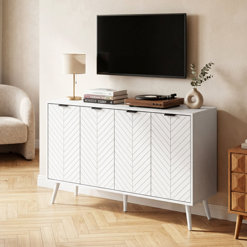 Buffet 47 po, armoire avec tablettes réglables, blanc