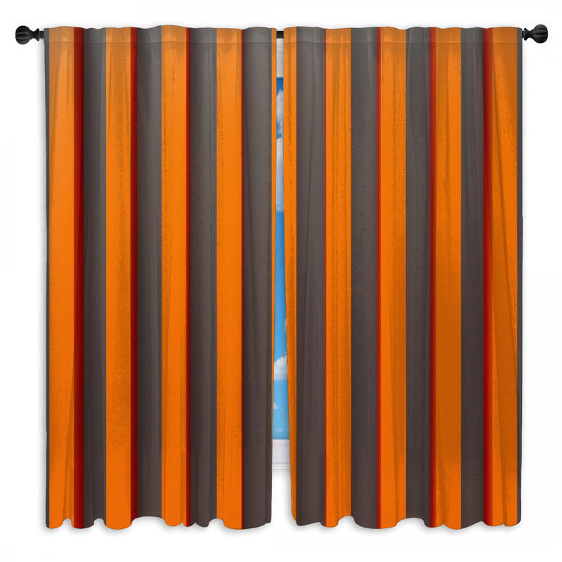 Rideaux de fenêtre orange à rayures verticales et voilage - 2 panneaux, 20in x 80in - 2 panels, Obscurcissement de chambre