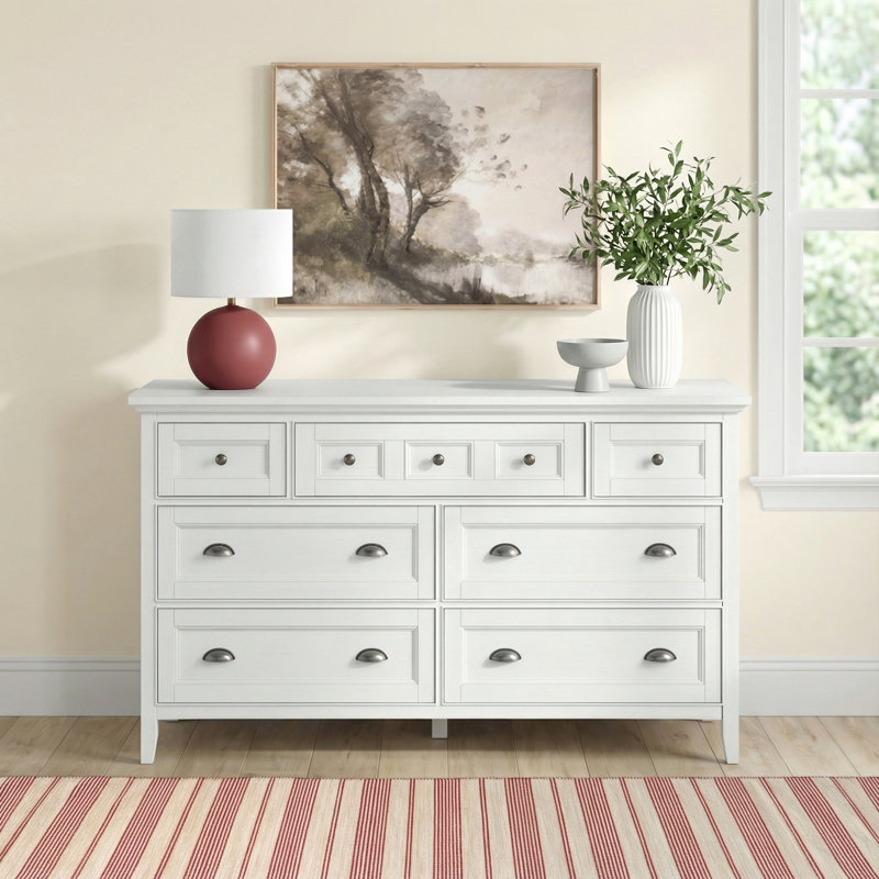 7 drawer white dresser JXQTLINGMU Dresser, Farmhouse Double Chest of Drawers It can also be used as TV stand(suit for 60 TV) Lark Manor Allerone 7 Drawer