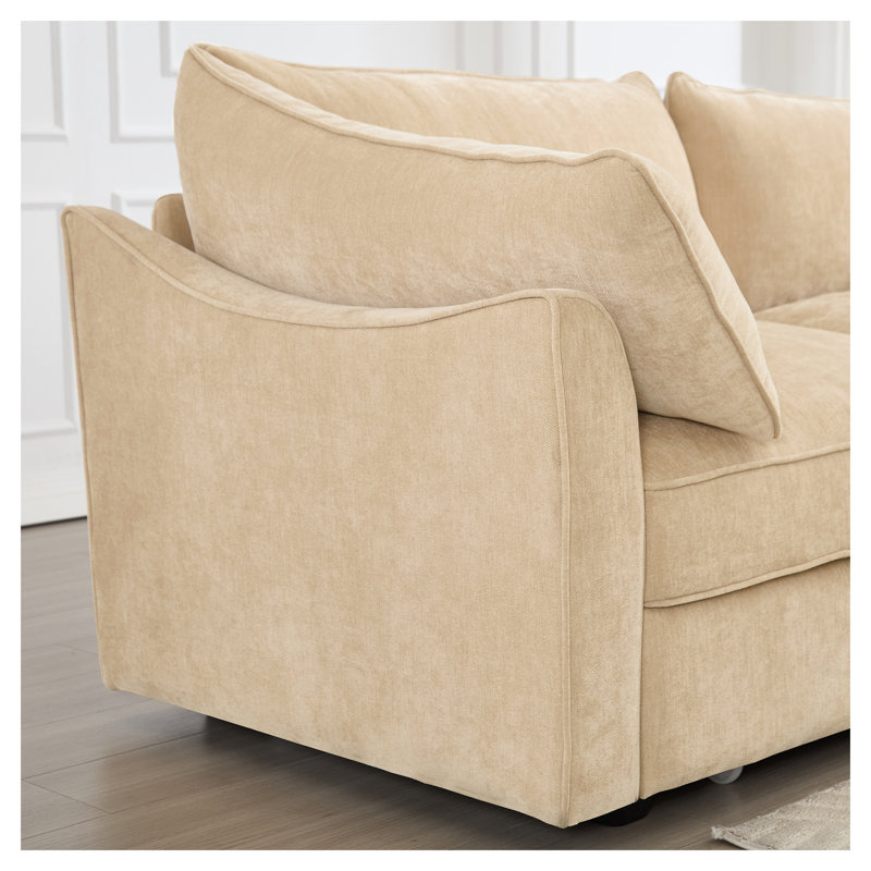 Fauteuil modulaire moderne en chenille Wheat, Beige