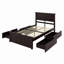  Lit plateforme simple en bois massif avec 4 tiroirs de rangement, pour enfants, adolescents, espresso-587188300-587188336