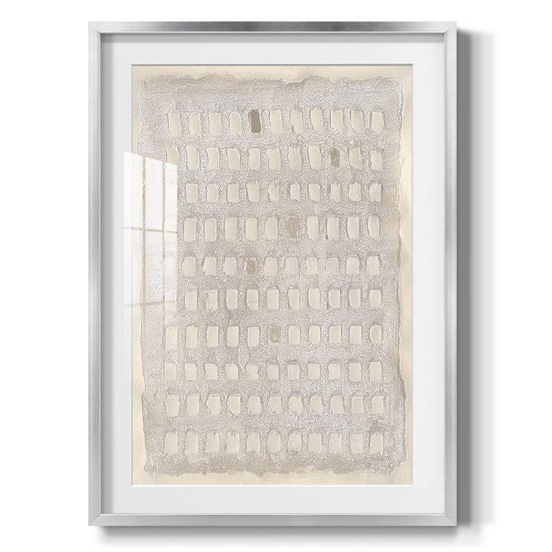 Carte imprimée perforée I, Blanc, Toile avec cadre argenté