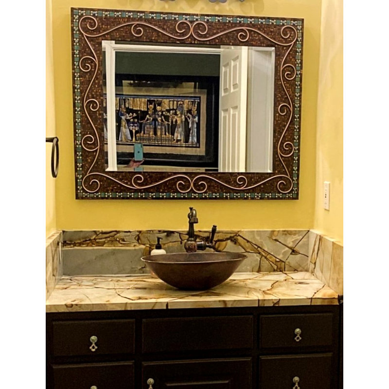 17" Oval Copper Vessel Bathroom Sink With Daisy Drain