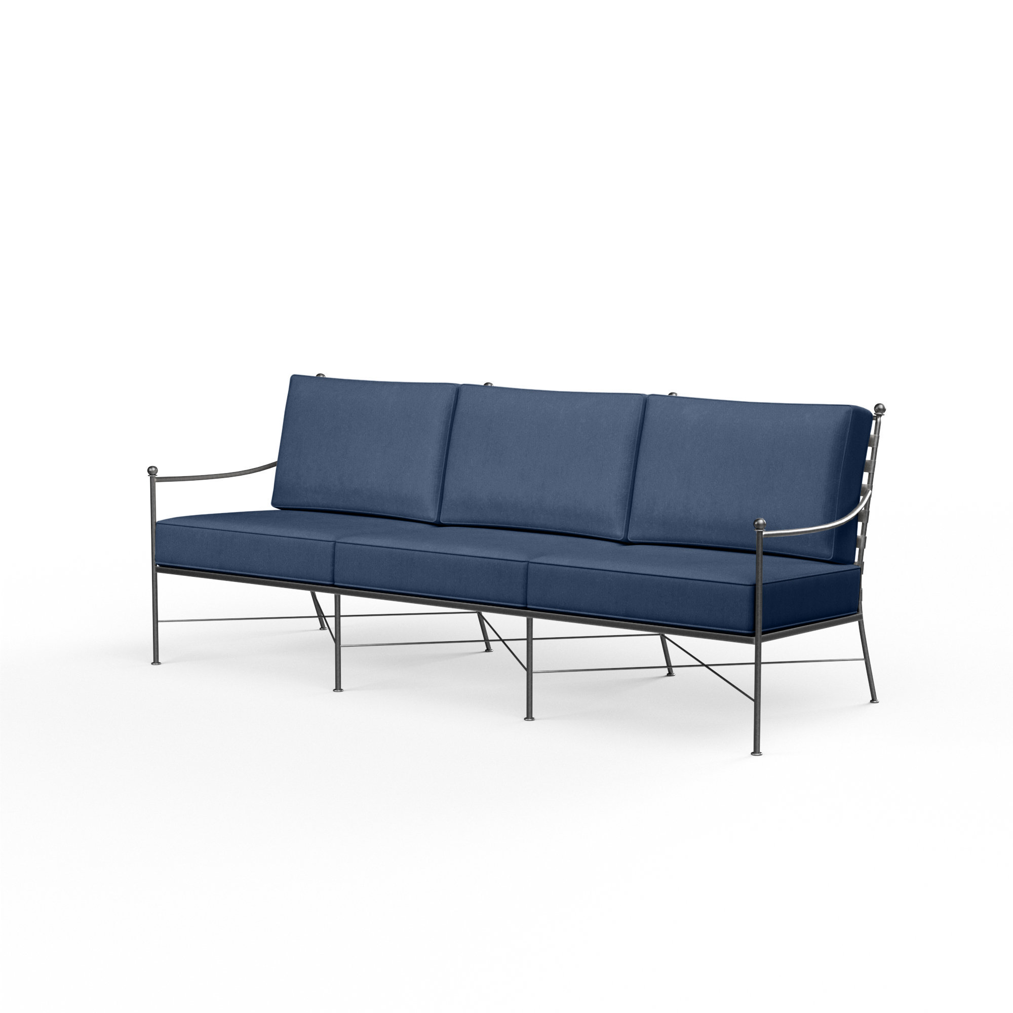 Lucier 76" Wide Outdoor Patio Sofa with Sunbrella® Cushions, Spectrum Indigo Sunbrella®