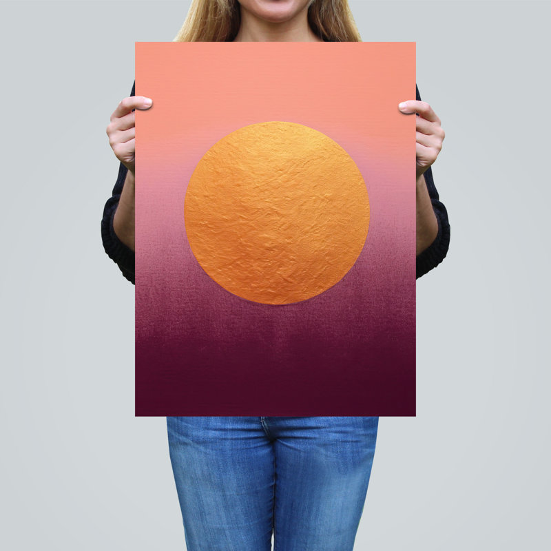 Wall Art Print Sun Aubergine Dawn Abstract Minimalist Oil Painting Pink Early Morning Mist Poster