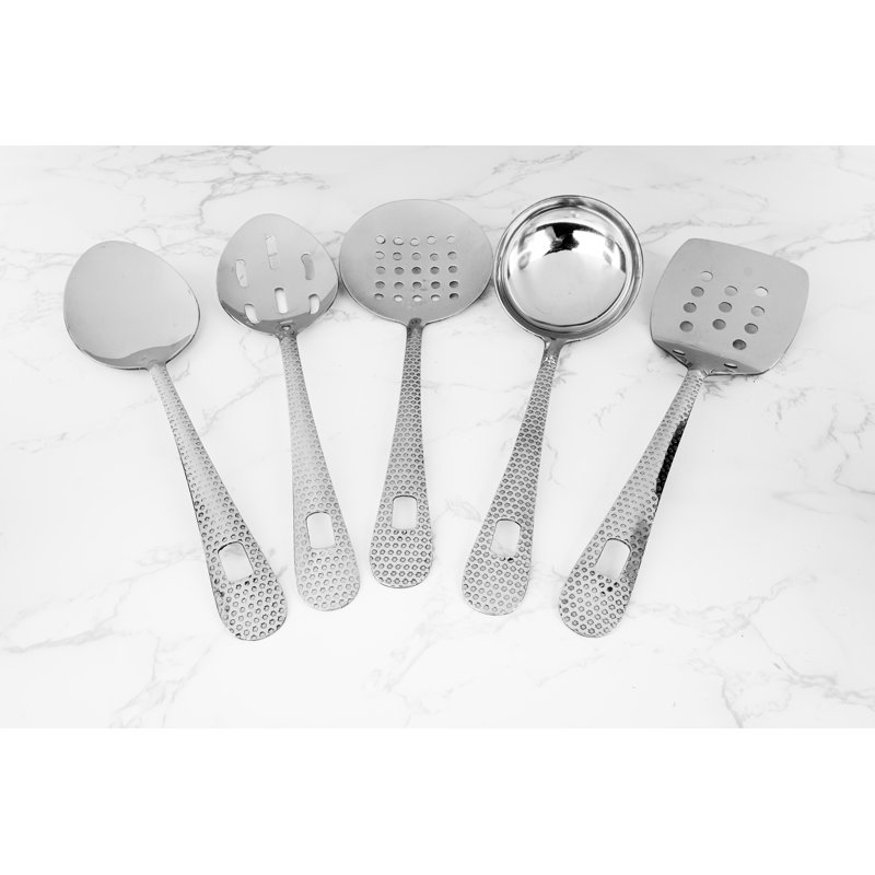 Hammered Stainless Steel Petite Kitchen Utensil Set