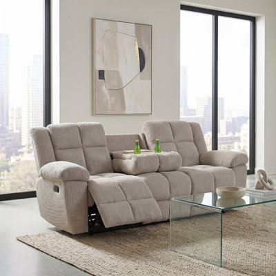 Nova  Off-White Stripe Fabric  Manual Recling Sofa(1 Piece)