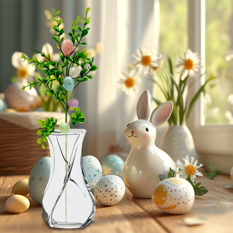  Artificial Fake Flowers Faux Silk Flowers Easter Simulation Flower Eggs Arrangement Easter Bunny Decoration Accessories 5Pc