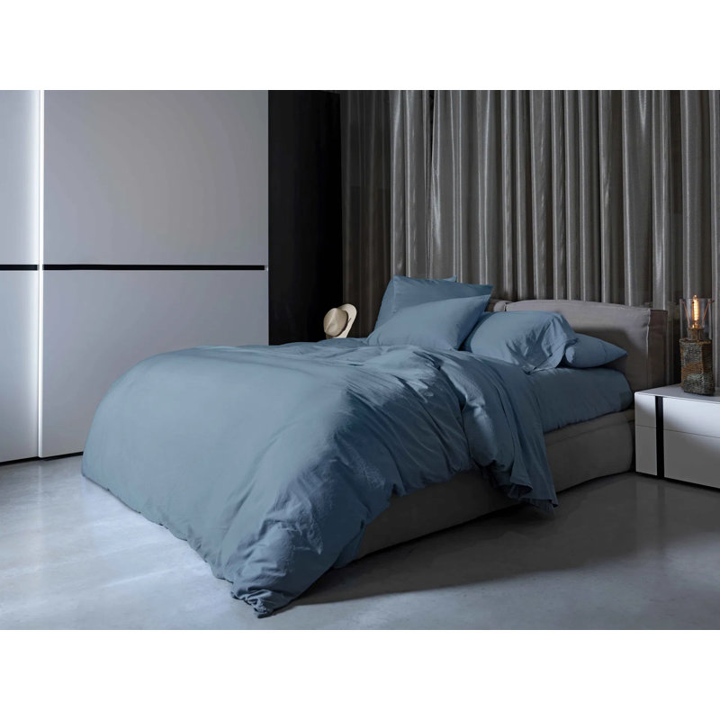 Viola Sateen Pillow Case, Antique Blue, Standard
