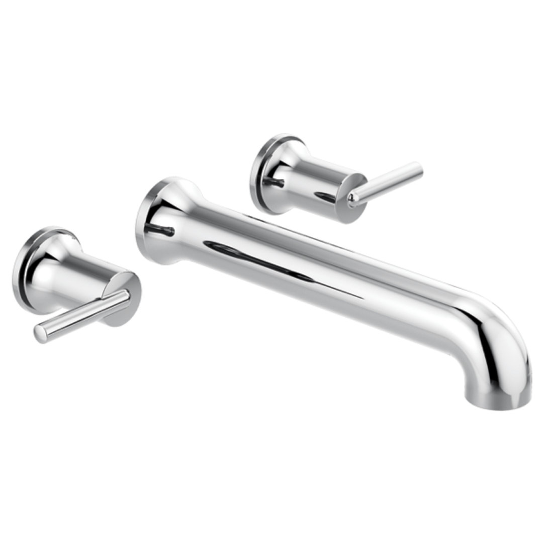 Contemporary Double Handle Wall Mounted Roman Tub Faucet Delta