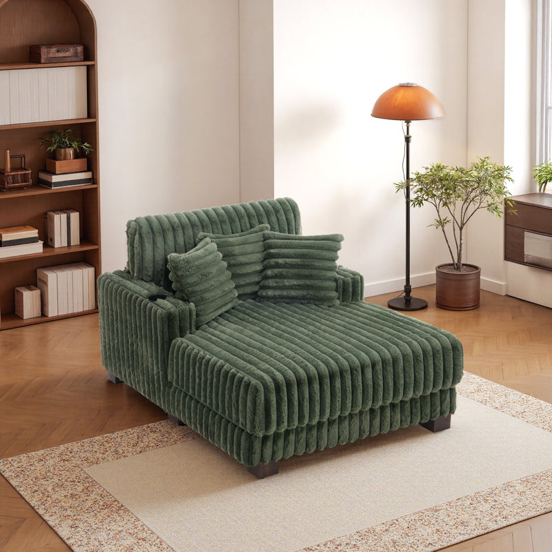 Upholstered Chaise Lounge, Green