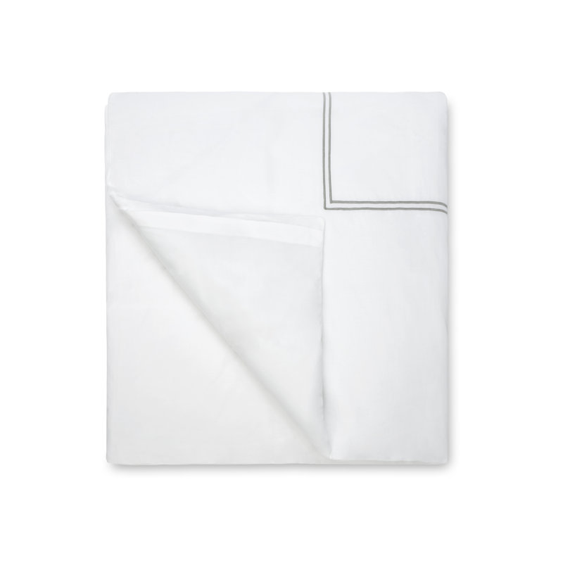 Grande Hotel Percale Duvet Cover, White/Silver, King Duvet Cover