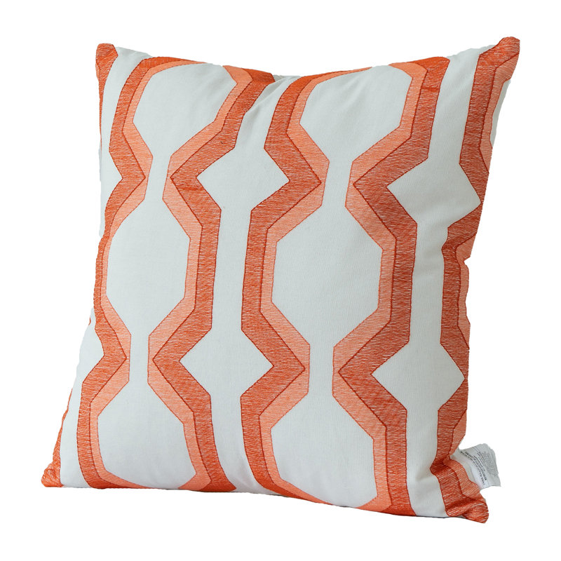 Geometric Cotton Blend Throw Pillow, Coral