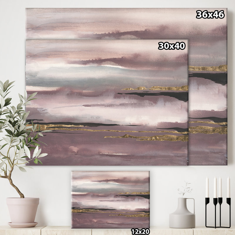 Peinture abstraite abstraite mauve Glam Storm - Glam Storm IV, H 30 po x l 40 po x 1,5 po