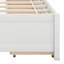Structure de lit simple avec rangement, lit plateforme en bois avec deux tiroirs et tête de lit, support à lattes en bois-699690778